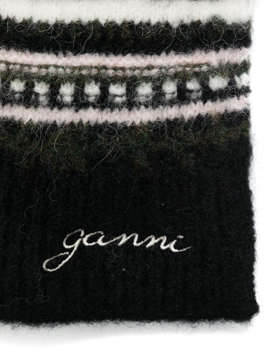 GANNI Scarfs Black Scarves Hats & Gloves Ganni