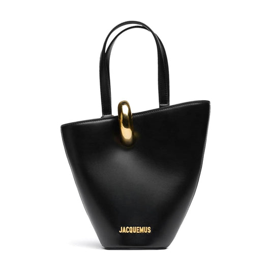 JACQUEMUS black leather Asymmetric Bag Handbag JACQUEMUS