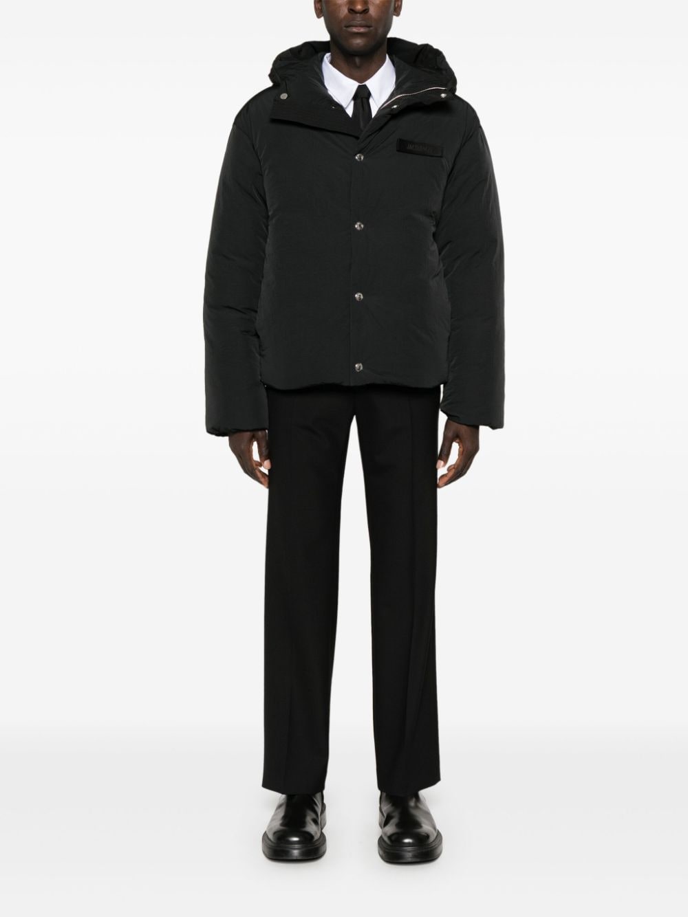 JACQUEMUS black shell padded design men Coats