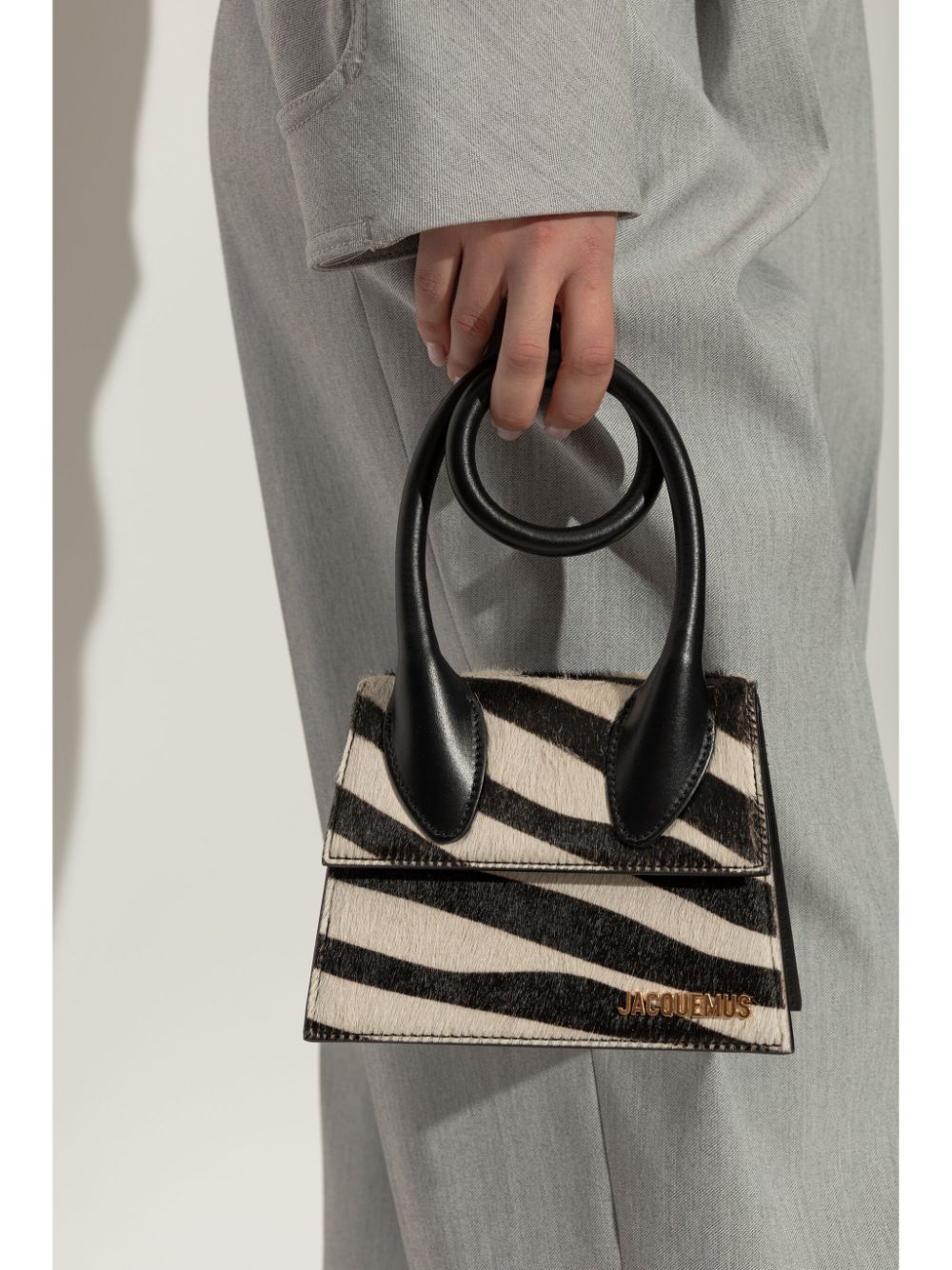 JACQUEMUS calf hair zebra print Bag Handbag JACQUEMUS