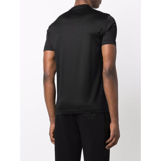 Emporio Armani Black logo-patch short-sleeve T-shirt Topwear Emporio Armani Lavender