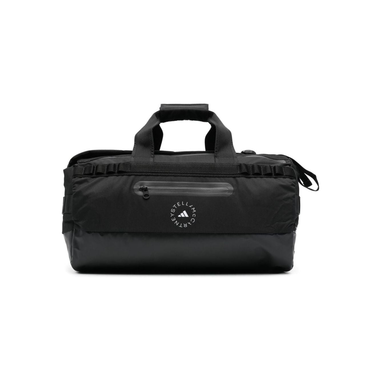 Front view with bag zipped and handles upright.