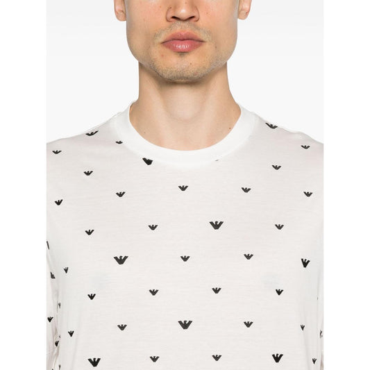 Emporio Armani Allover Logo T -Shirt Topwear Emporio Armani Beige