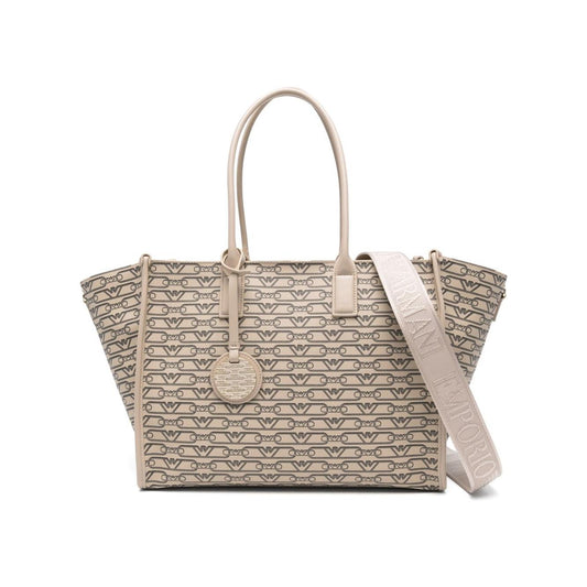 Emporio Armani Medium shopper bag with all-over monogram print