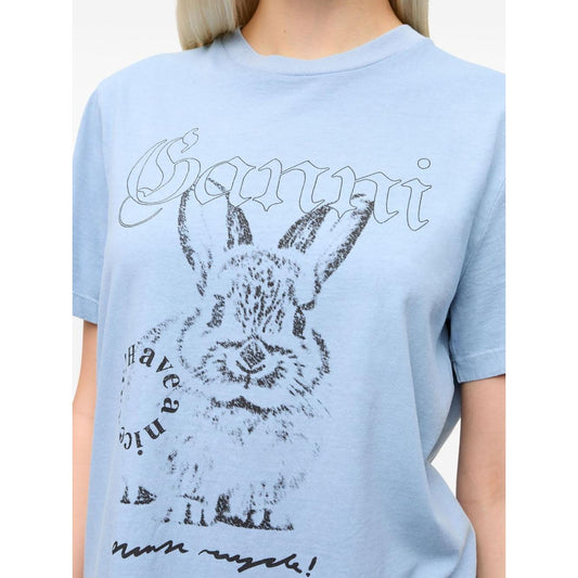 GANNI T-shirts and Polos Clear Blue Topwear Ganni Light Steel Blue