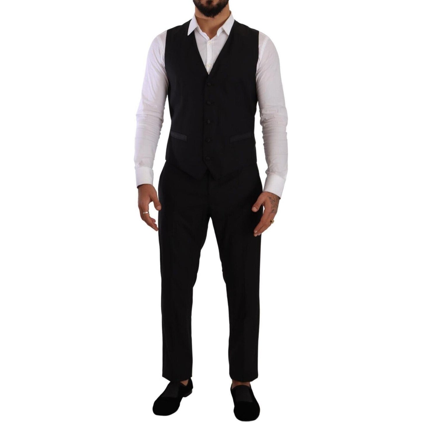 Dolce & Gabbana Elegant Black Three-Piece Martini Fit Suit Dolce & Gabbana