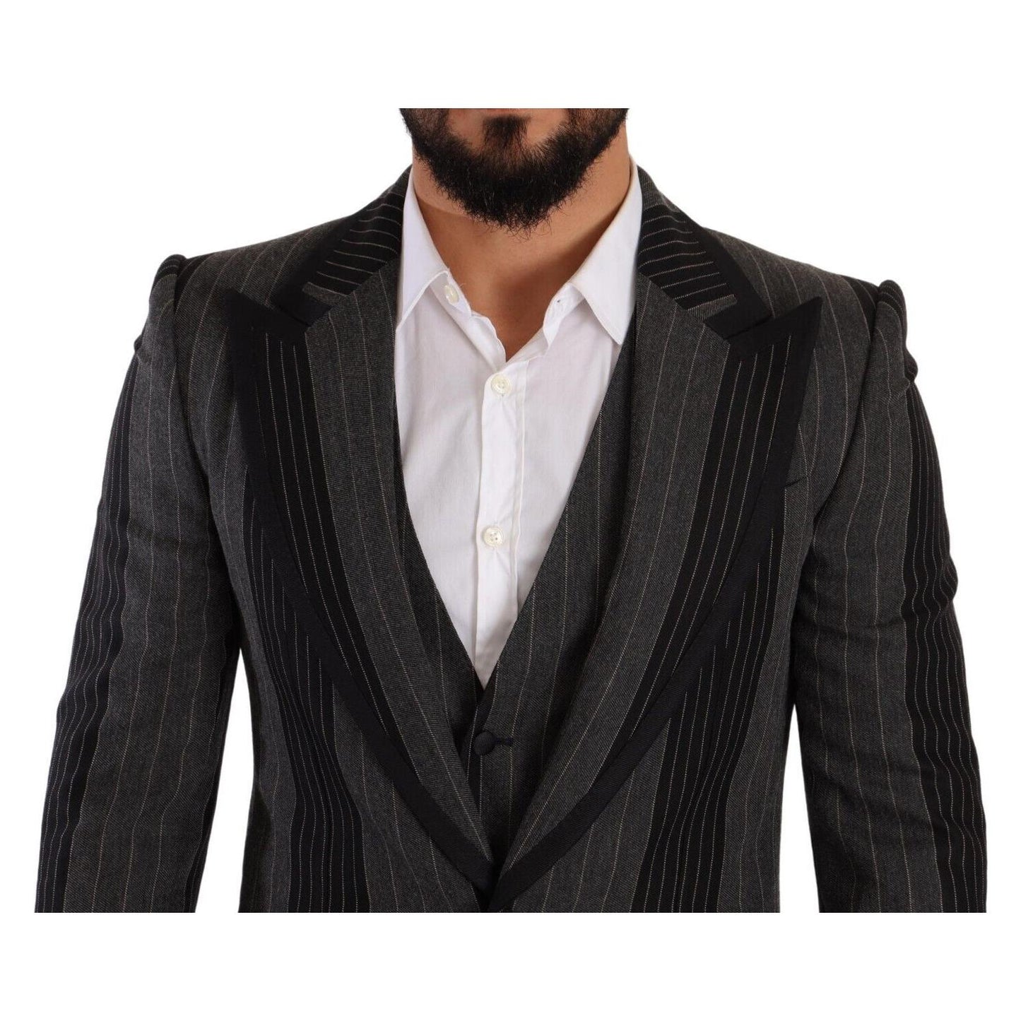 Dolce & Gabbana Elegant Striped Three-Piece Suit Dolce & Gabbana