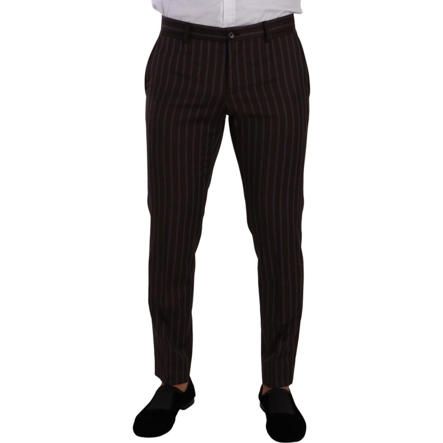 Dolce & Gabbana Elegant Maroon Striped Slim Fit Suit Dolce & Gabbana