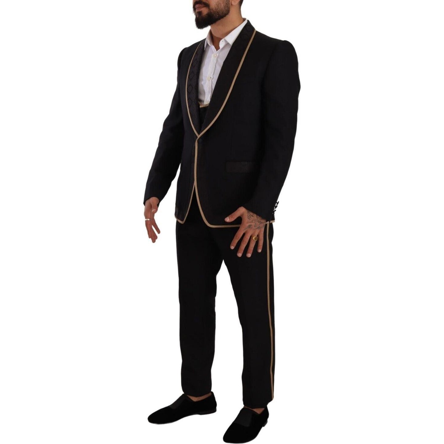 Dolce & Gabbana Elegant Black Silk Blend 3-Piece Suit Dolce & Gabbana