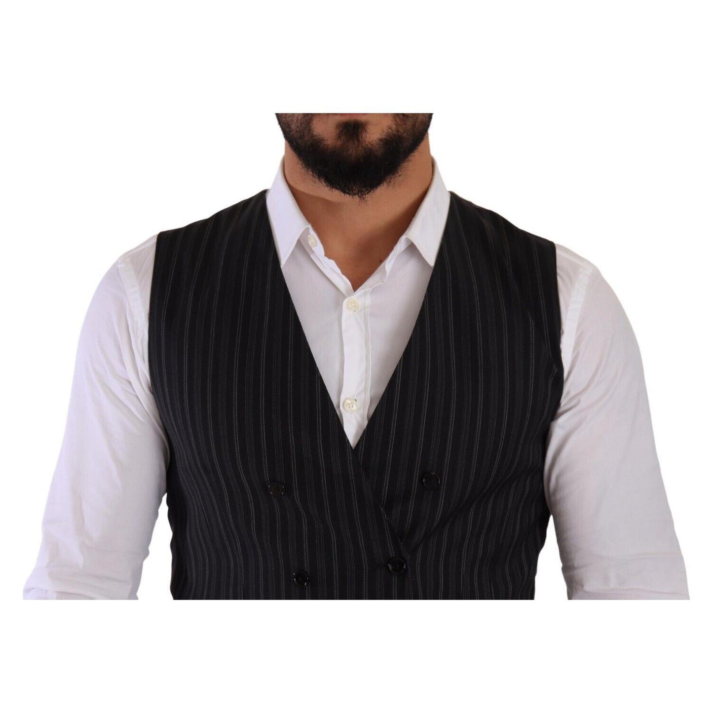 Dolce & Gabbana Elegant Striped Double-Breasted Dress Vest Dolce & Gabbana