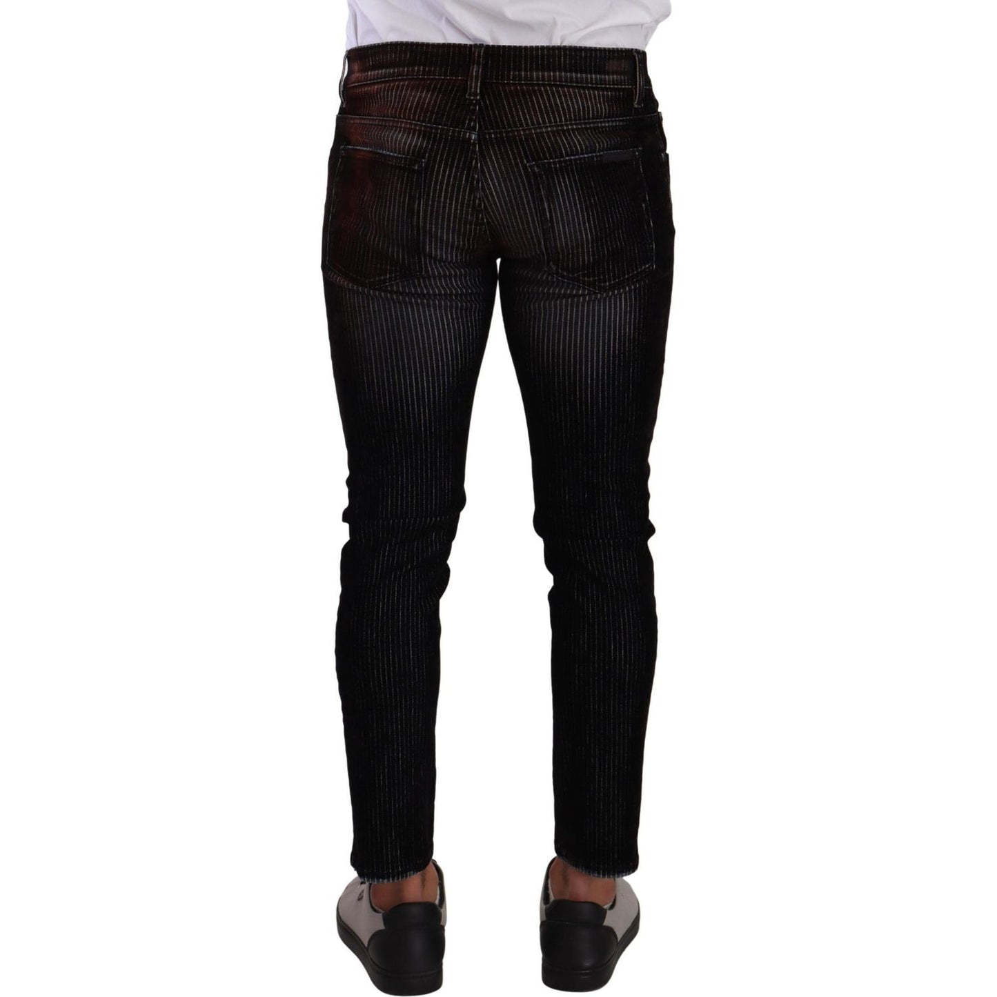 Dolce & Gabbana Sleek Striped Black Slim Fit Denim Dolce & Gabbana