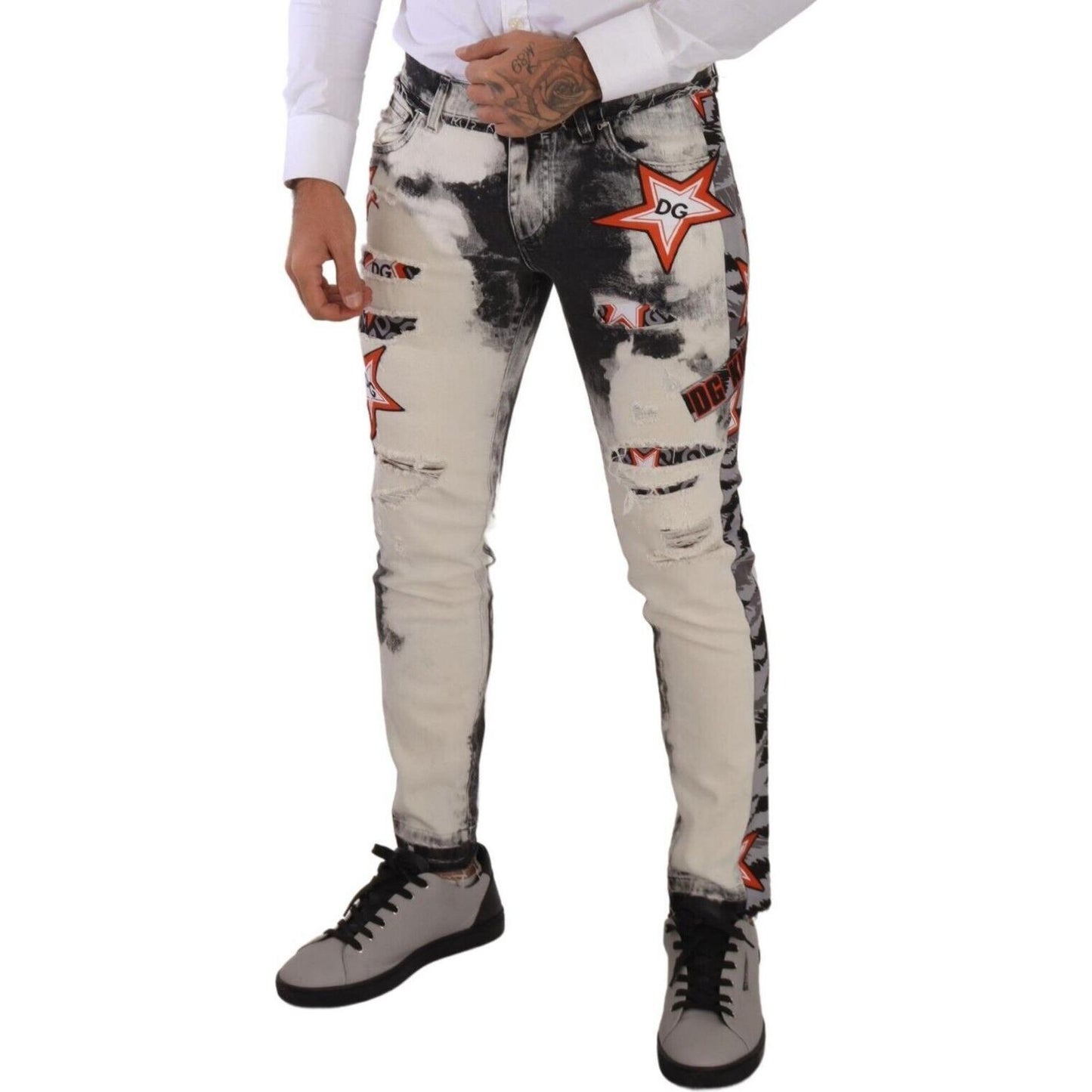 Dolce & Gabbana Chic Slim Fit Star Motif Denim Jeans Dolce & Gabbana