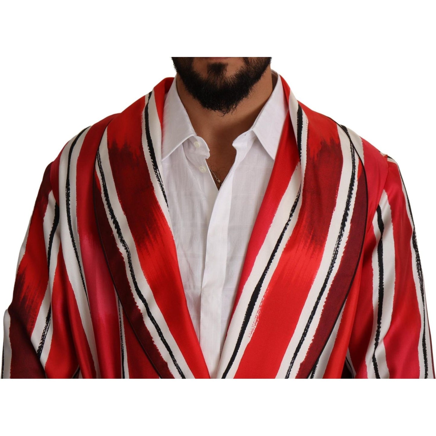 Dolce & Gabbana Chic Striped Silk Sleepwear Robe Dolce & Gabbana