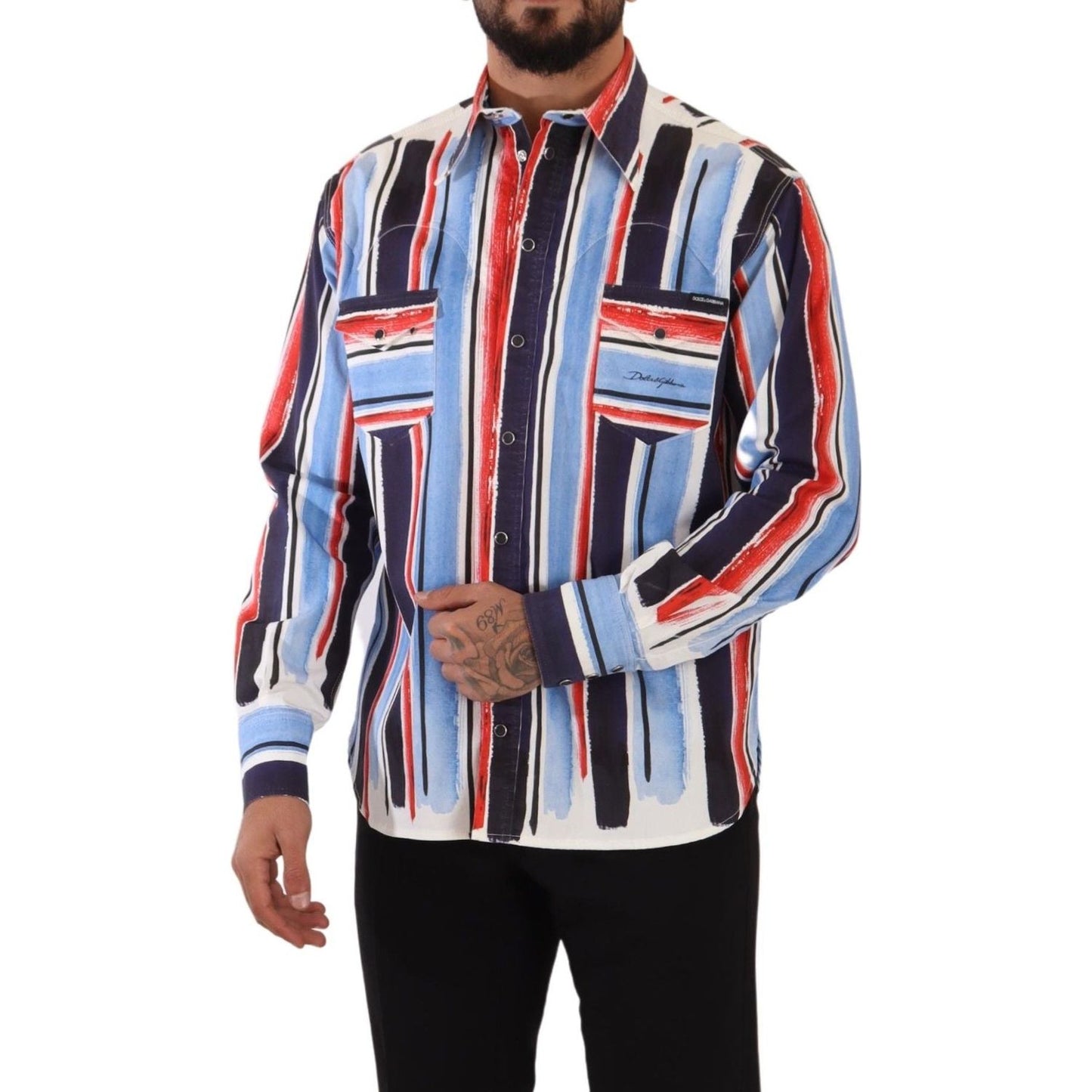 Dolce & Gabbana Elegant Striped Cotton Shirt with Pockets Dolce & Gabbana