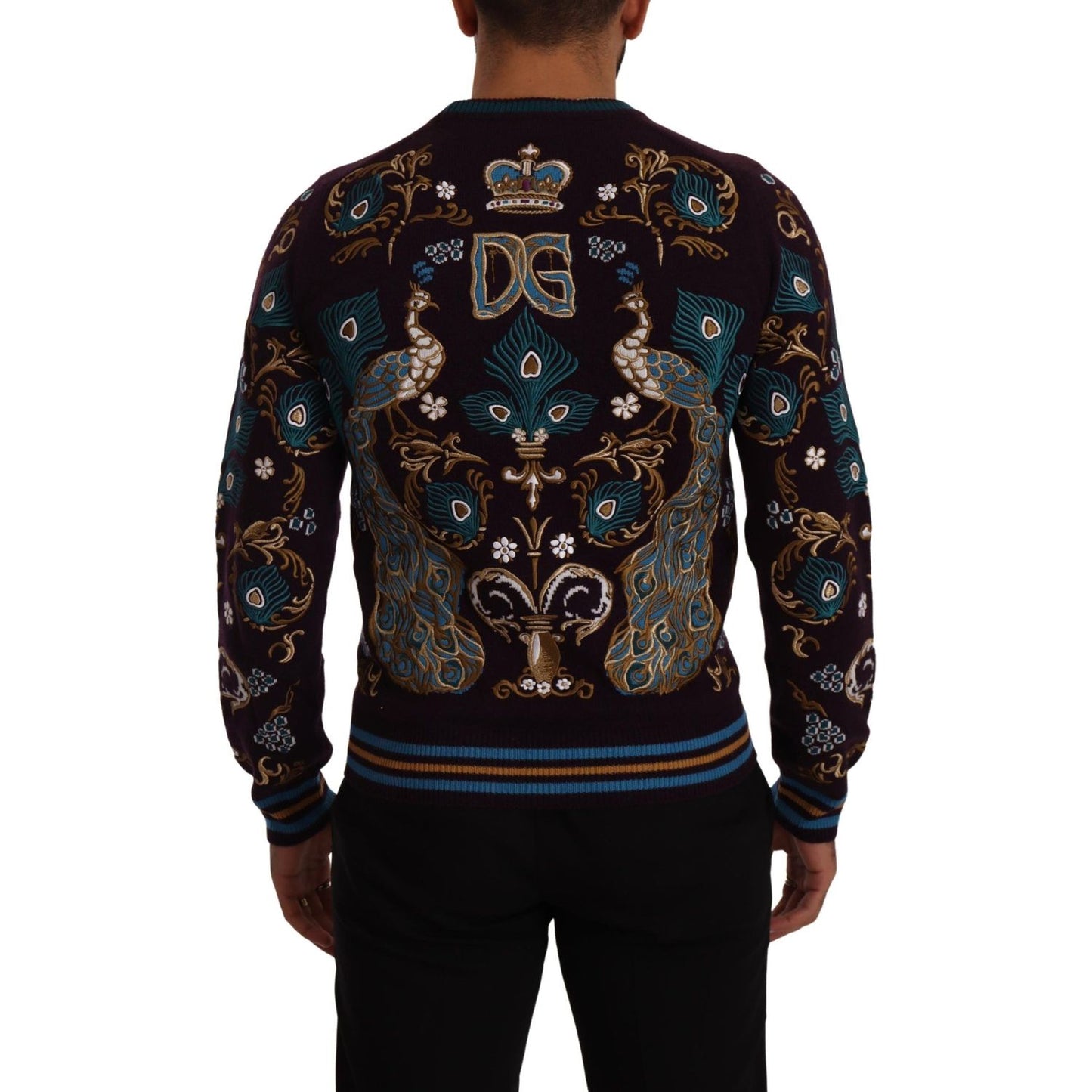 Dolce & Gabbana Bordeaux Cashmere DG Crown Embroidered Sweater