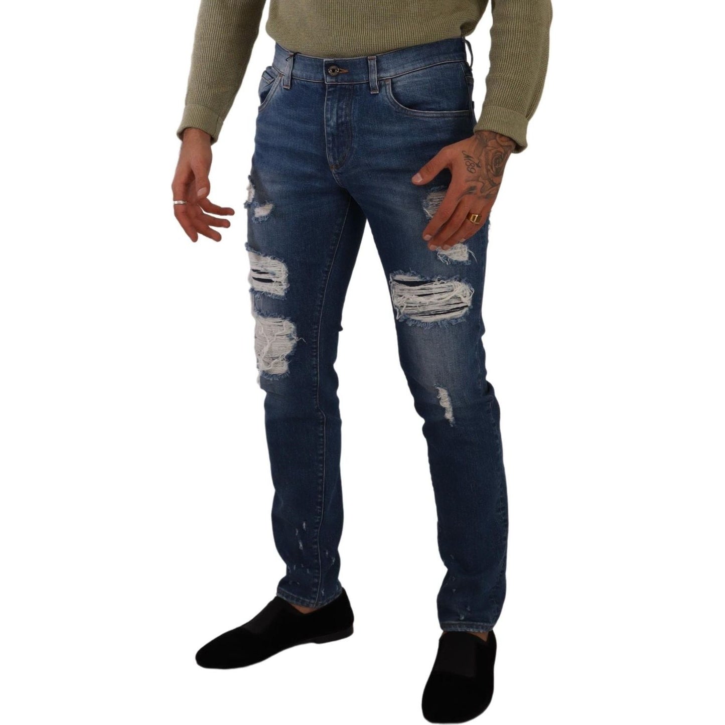 Dolce & Gabbana Elegant Distressed Slim Fit Denim Jeans Dolce & Gabbana