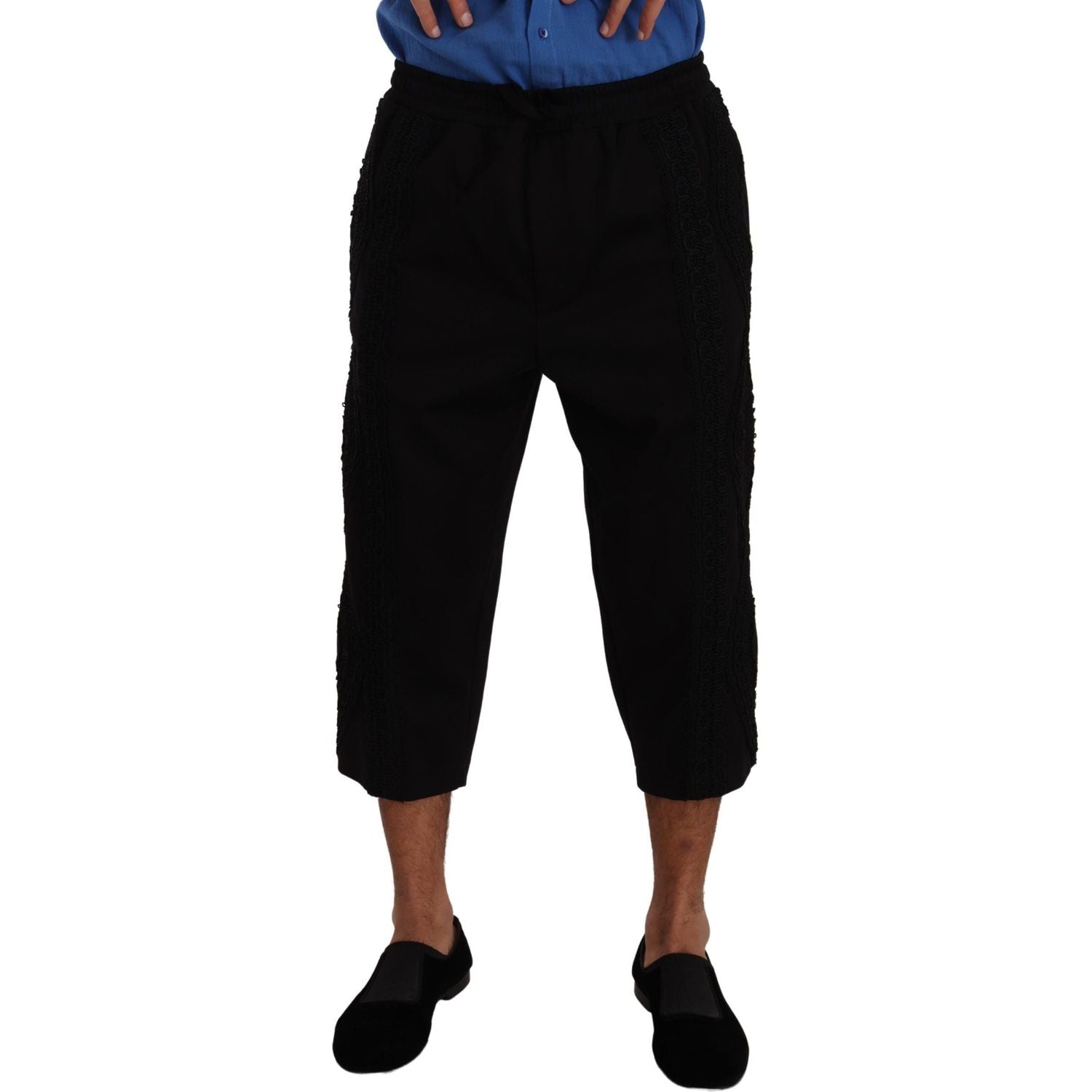 بنطلون قصير أنيق من مزيج القطن باللون الأسود من دولتشي آند غابانا