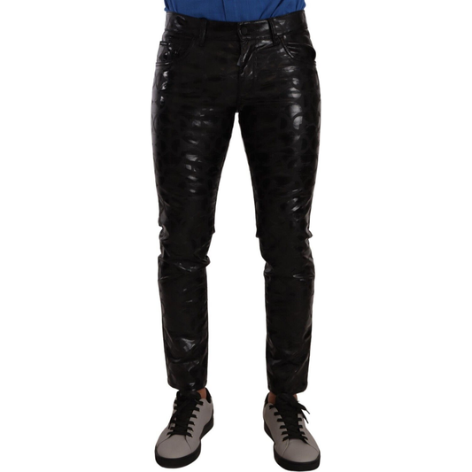 Dolce & Gabbana Elegant Black Logo Skinny Pants Dolce & Gabbana