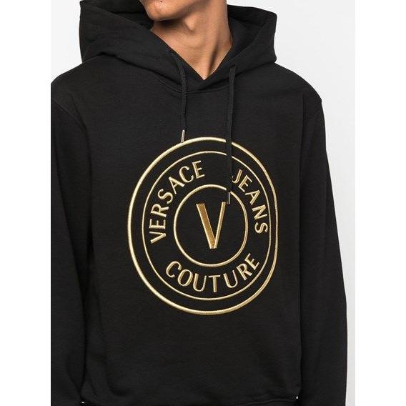 Versace Jeans Chic Black Hooded Sweatshirt Versace Jeans