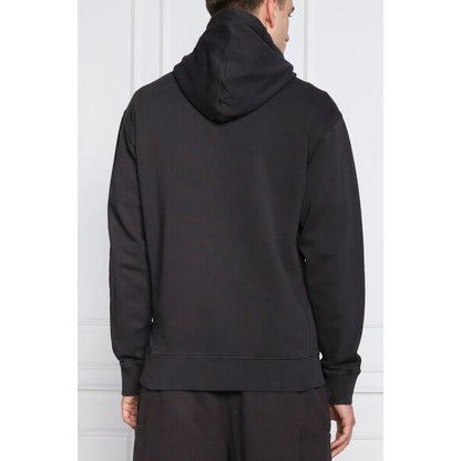Hugo Boss Dark Blue Cotton Logo Details Hooded Sweatshirt