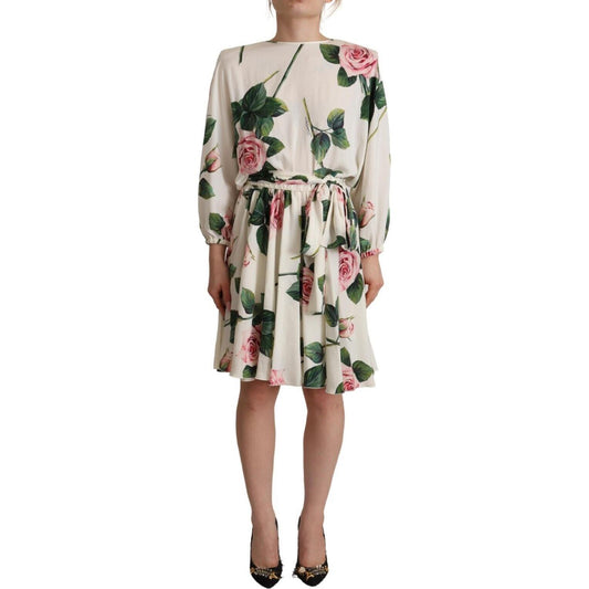 Dolce & Gabbana Elegant Silk Floral A-Line Dress Dolce & Gabbana