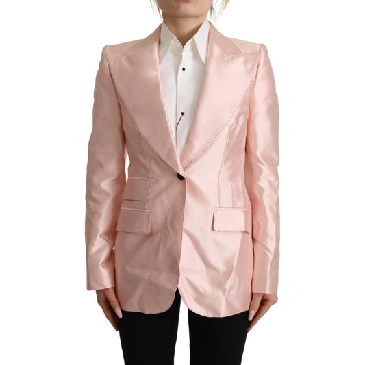 Dolce & Gabbana Pink Satin Long Sleeves Blazer Coat Jacket
