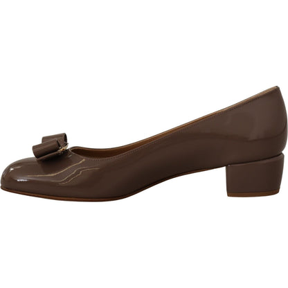Salvatore Ferragamo Brown Naplak Calf Leather Pumps Shoes