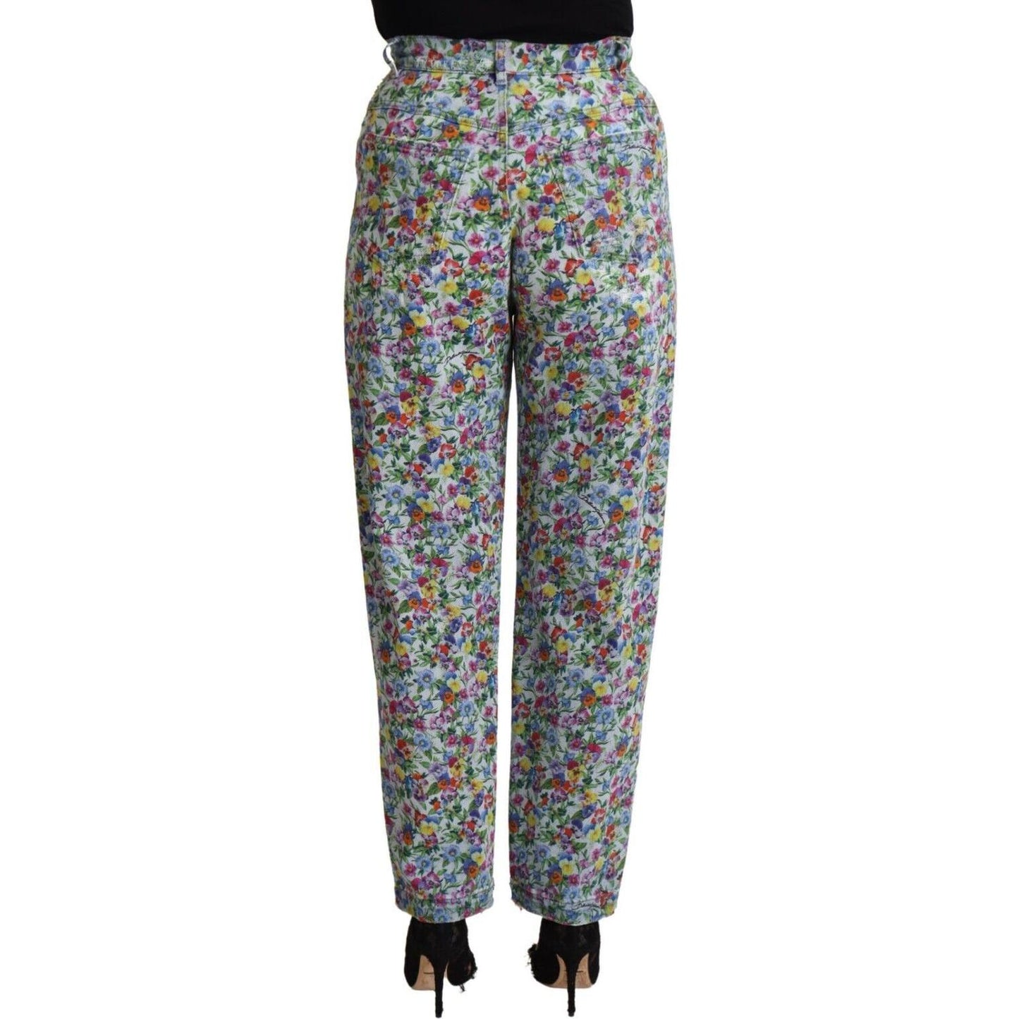 Dolce & Gabbana Floral High Waisted Tapered Denim Jeans Dolce & Gabbana