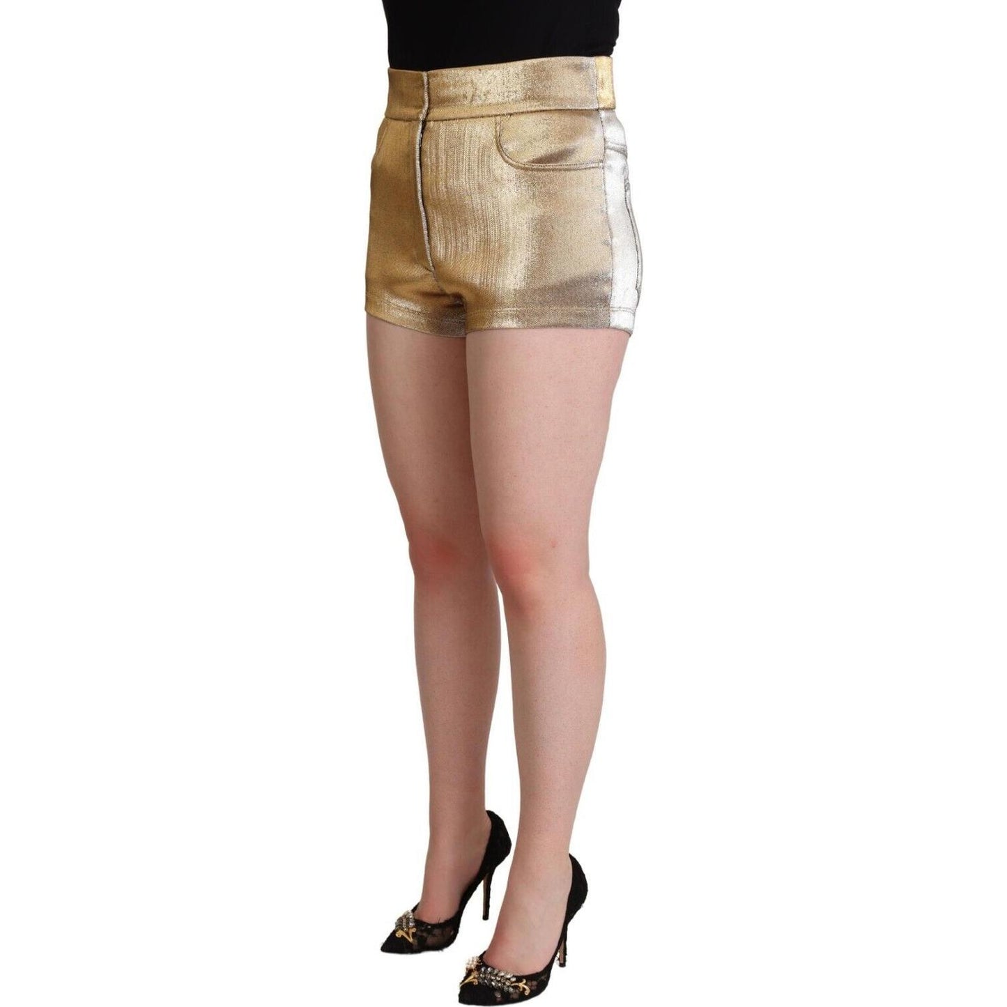 Dolce & Gabbana Elegant Metallic Gold Hot Pants Dolce & Gabbana