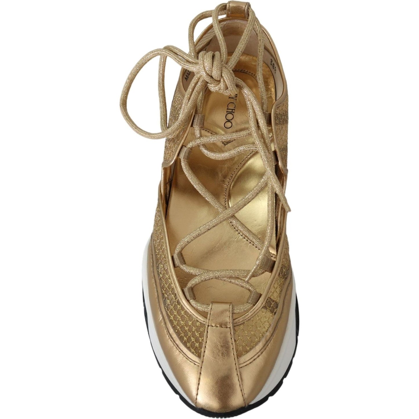 Jimmy Choo Golden Glamour Mesh Leather Sneakers Jimmy Choo