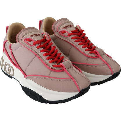 Jimmy Choo Ballet Pink and Red Raine Sneakers