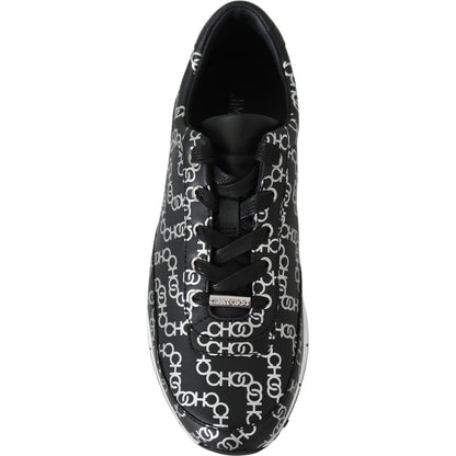 Jimmy Choo Black and Silver Leather Monza Sneakers