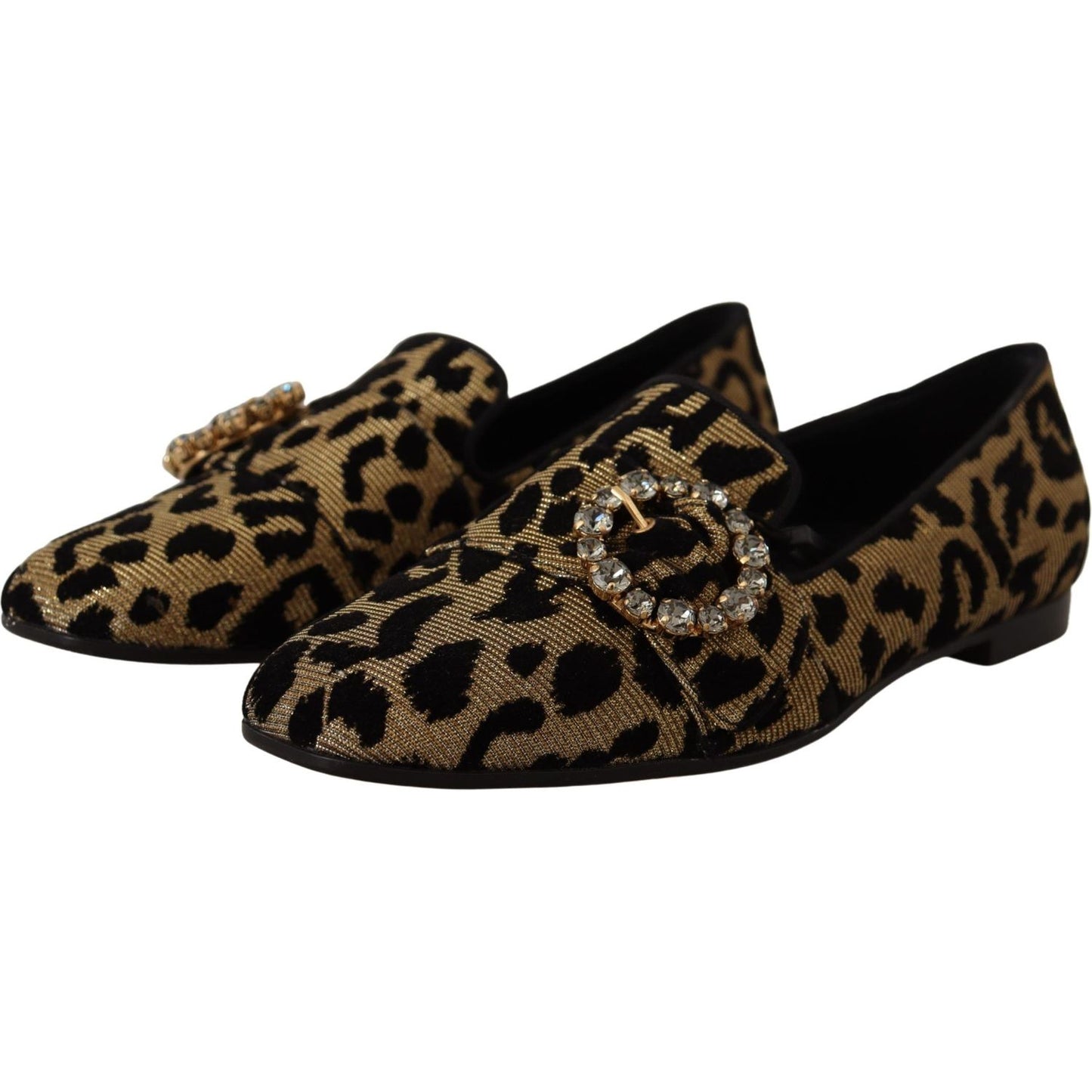 Dolce & Gabbana Elegant Leopard Crystal Gem Loafers Dolce & Gabbana