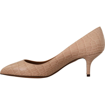 Dolce & Gabbana Beige Leather Pointed Heels Pumps Shoes