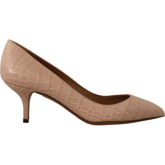 Dolce & Gabbana Elegant Beige Leather Pumps Dolce & Gabbana