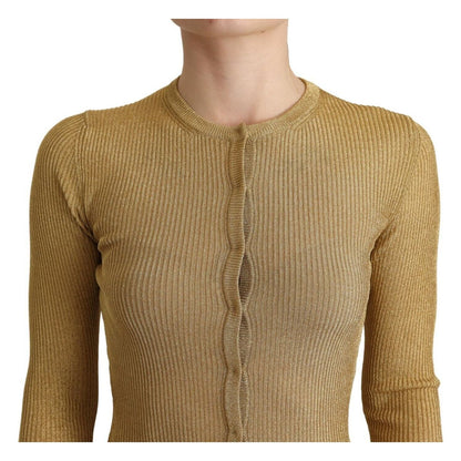 Dolce & Gabbana Gold Viscose Blend Buttons Cardigan Sweater
