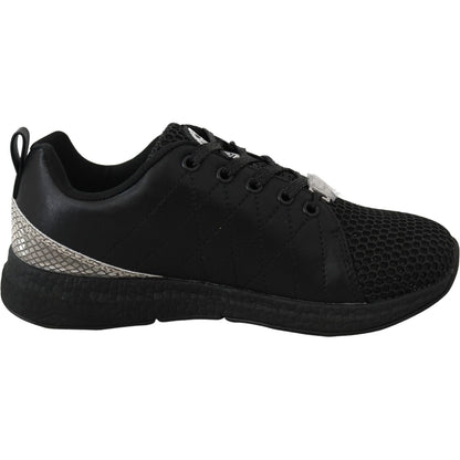 Plein Sport Black Polyester Runner Gisella Sneakers Shoes