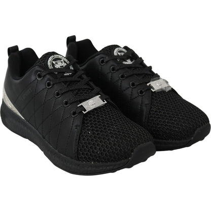 Plein Sport Black Polyester Runner Gisella Sneakers Shoes