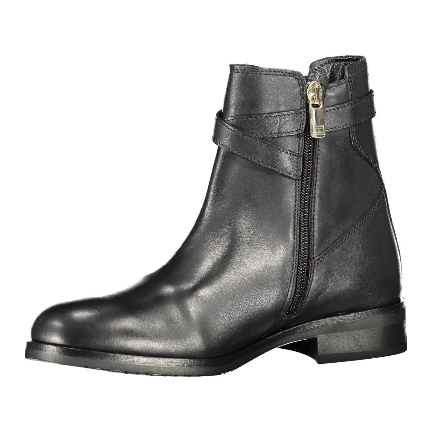 Tommy Hilfiger Black Leather Women Boot Tommy Hilfiger