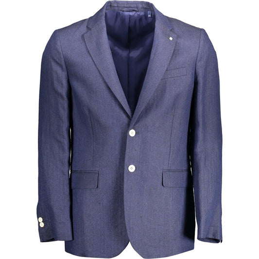 Gant Elegant Blue Linen Classic Jacket Gant