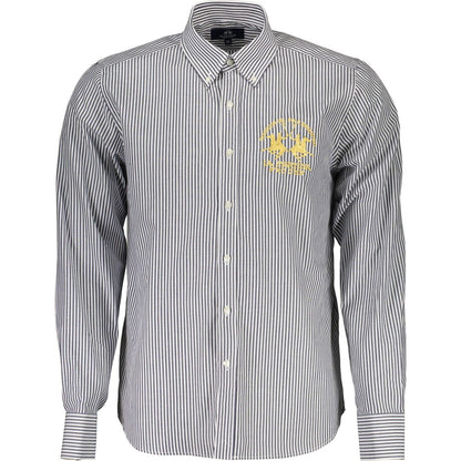 La Martina Blue Cotton Men Shirt La Martina