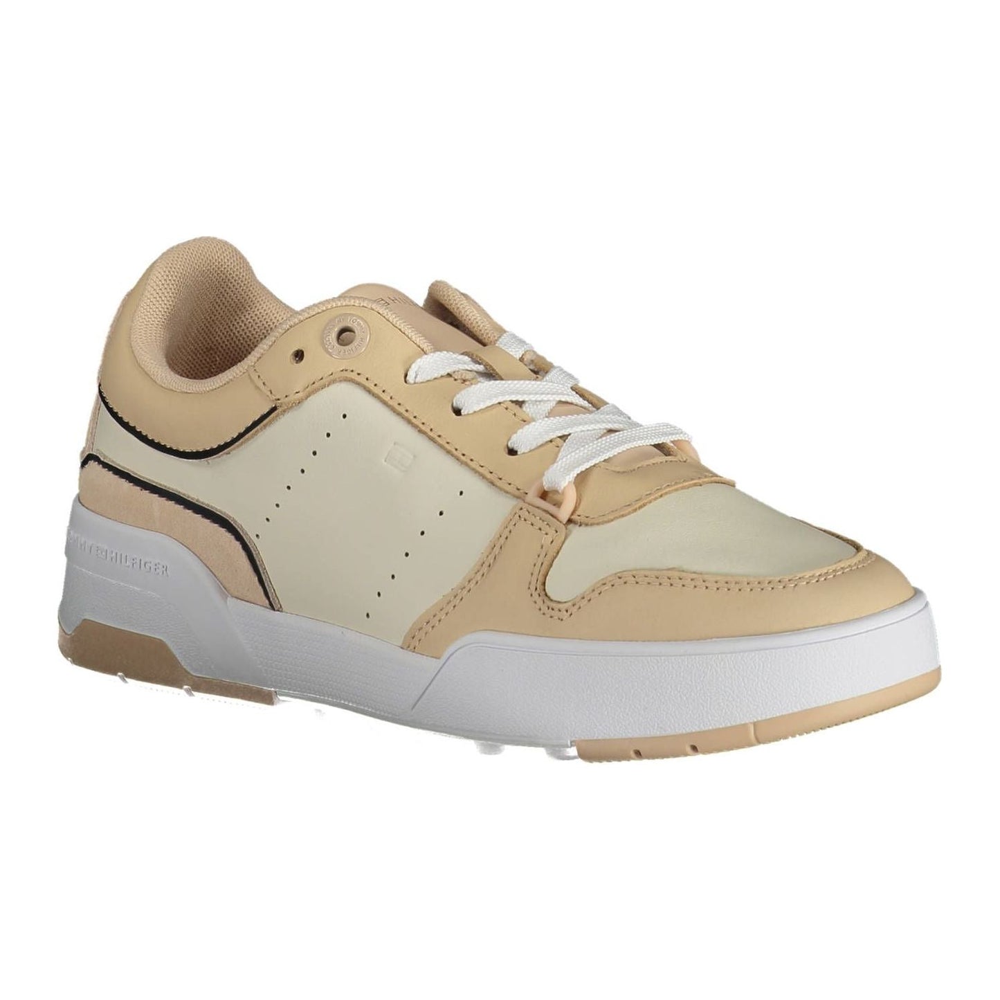 Tommy Hilfiger Beige Leather Women Sneaker Tommy Hilfiger