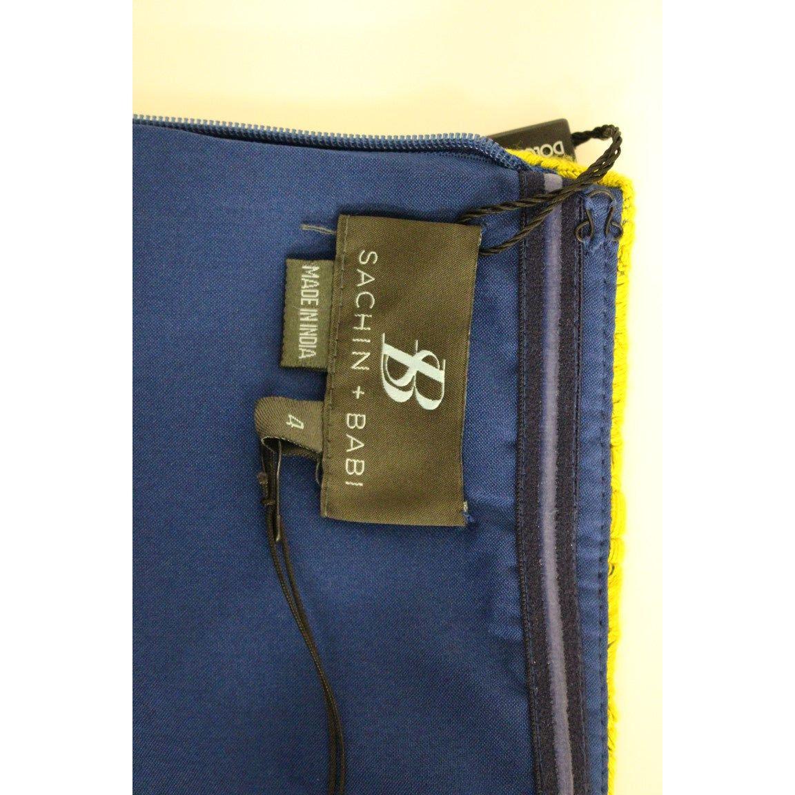 Sachin & Babi Blue Yellow Strapless Bubble Mini Shift Dress