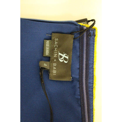 Sachin & Babi Blue Yellow Strapless Bubble Mini Shift Dress