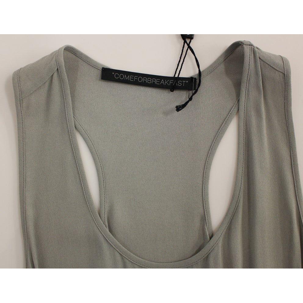 Comeforbreakfast Elegant Gray Viscose Top – Timeless Style Comeforbreakfast