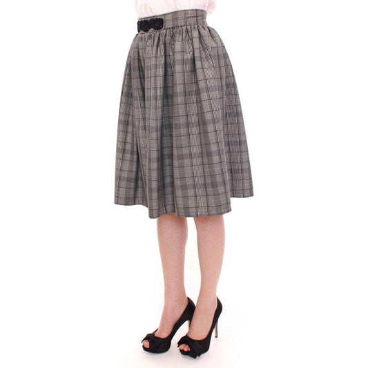 NOEMI ALEMÁN Elegant Gray Checkered Wool Shorts Skirt NOEMI ALEMÁN