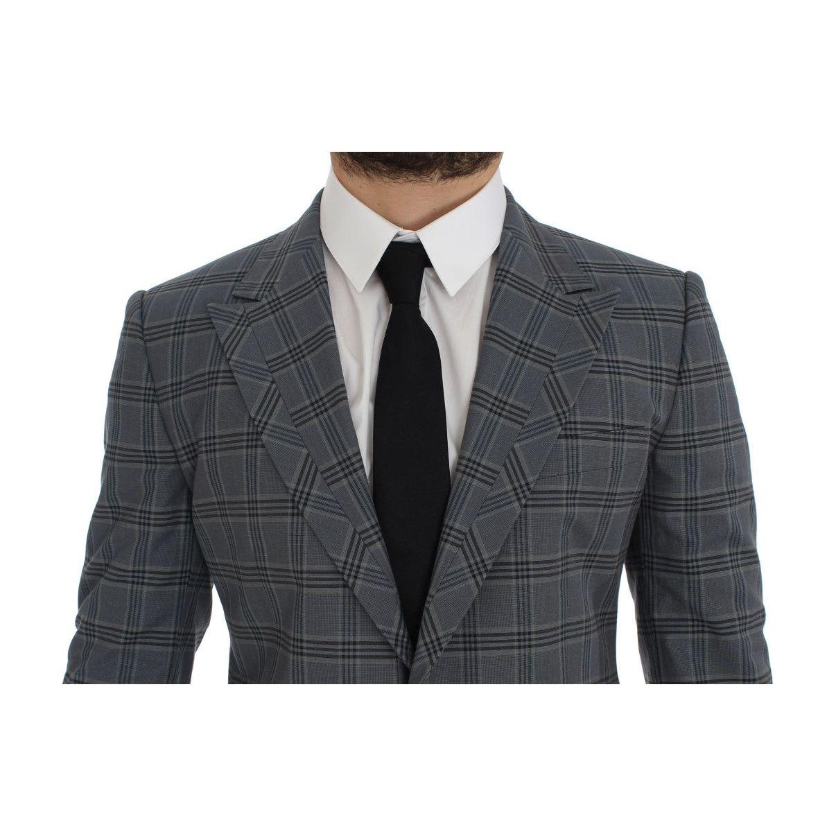 Dolce & Gabbana Blue Checkered Slim Fit Blazer Jacket