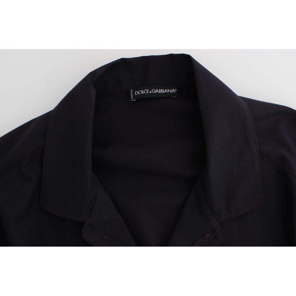 Dolce & Gabbana Purple Striped Cotton Pajama Lounge Shirt