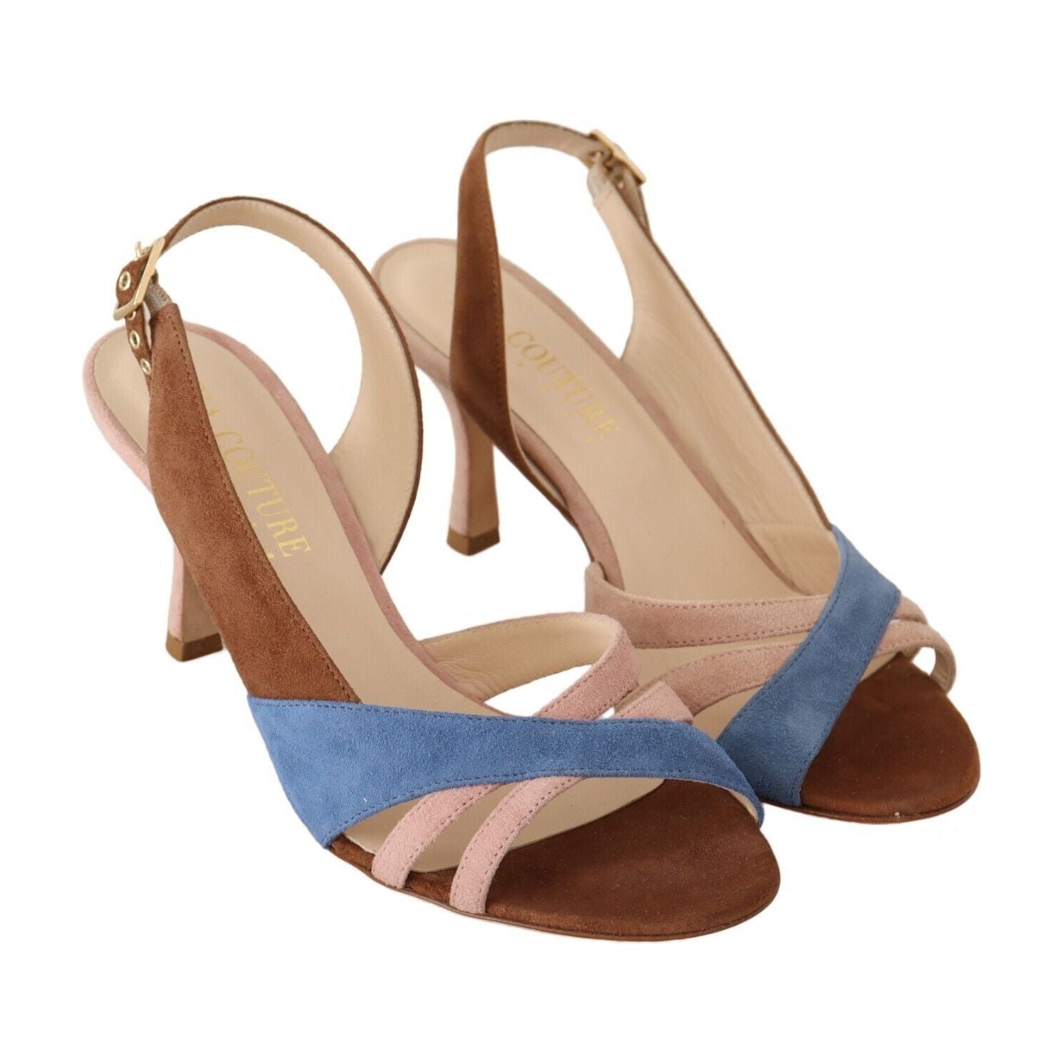 صندل GIA COUTUR الأنيق متعدد الألوان من الجلد السويدي بكعب مفتوح من الخلف