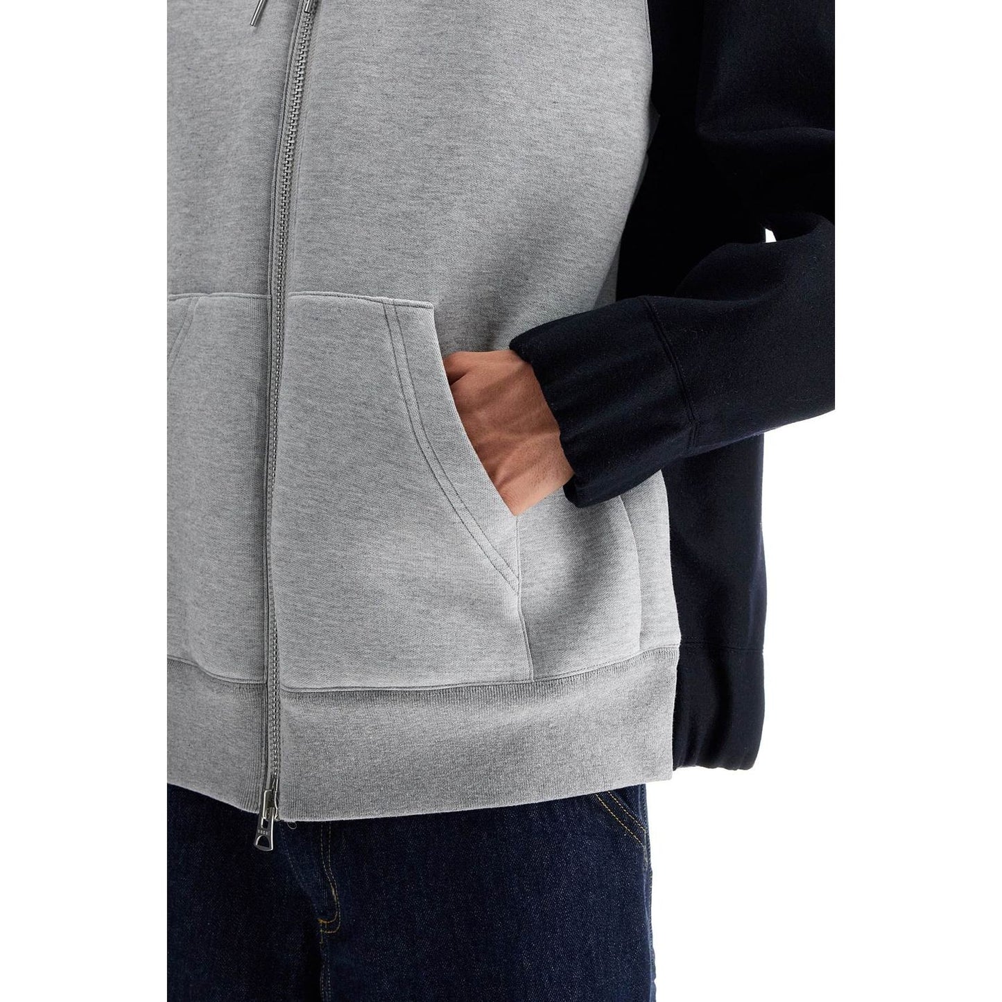 Sacai bicolor sweatshirt with zip and hood Topwear Sacai